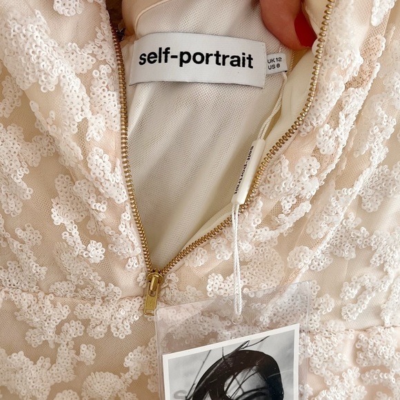 Self-Portrait Textured Cream Off-Shoulder Mini Dress - Picture 15 of 15